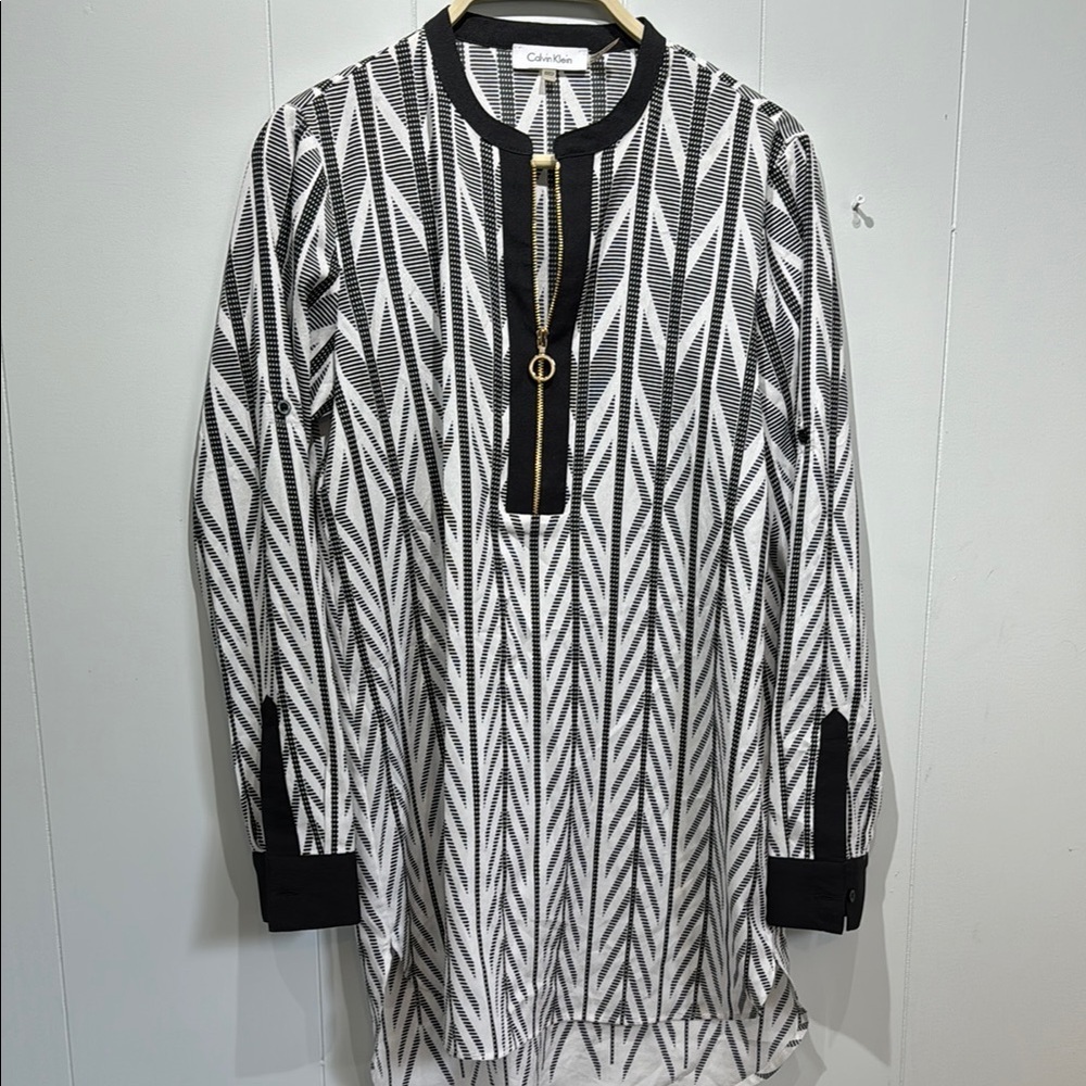 Calvin Klein Black and White Patterned dress